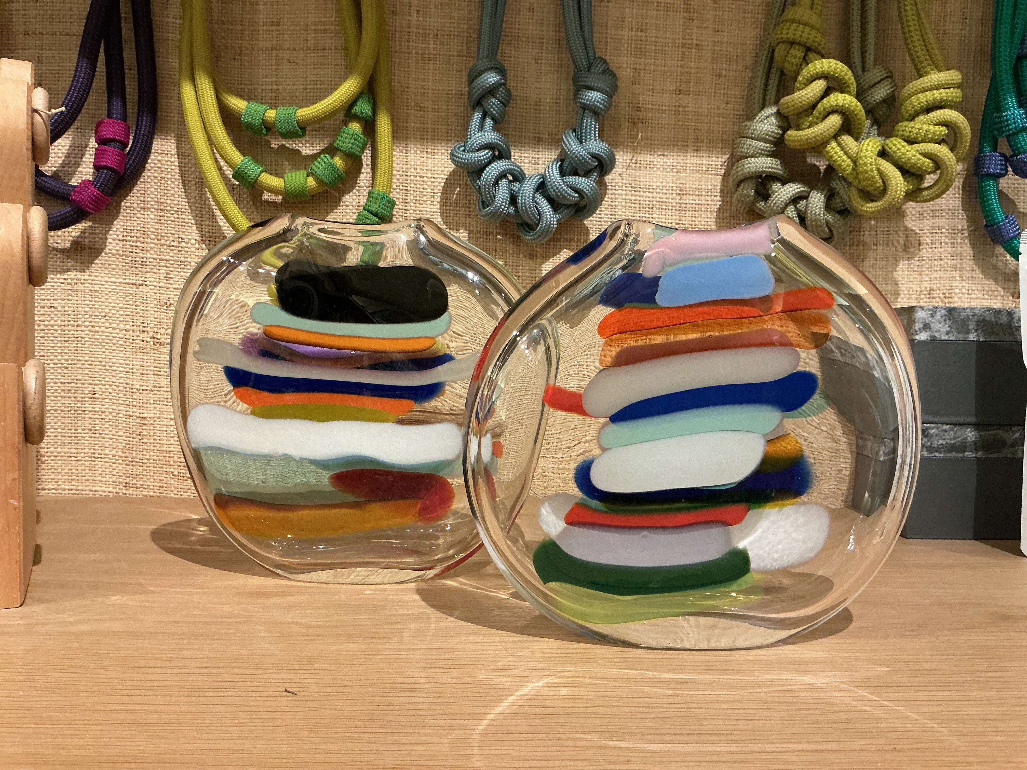 Hokanson Dix Glass Striped Vases