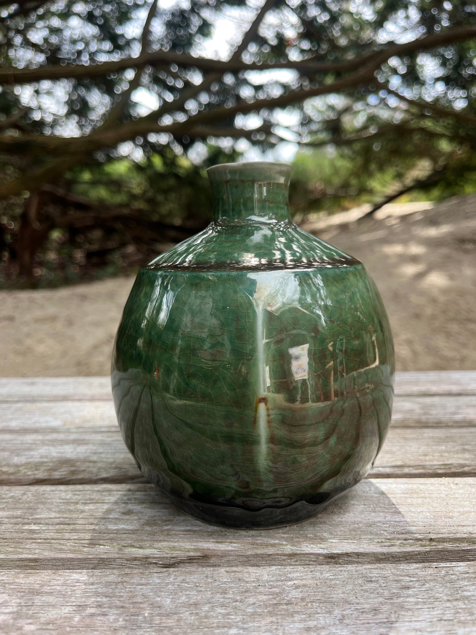 Ann Barzola Porcelain Green Vase