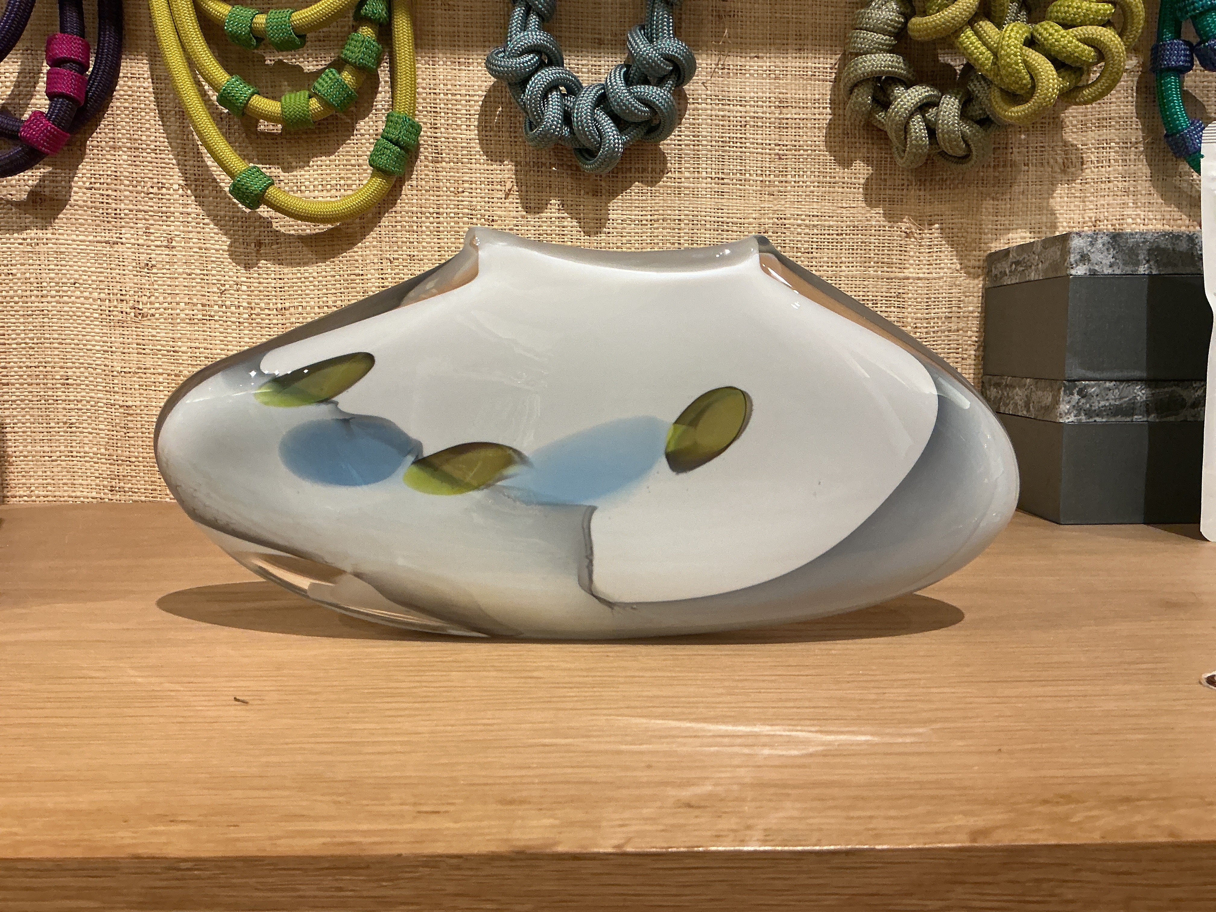 Hokanson Dix Glass Purse Vase Duck Alabaster