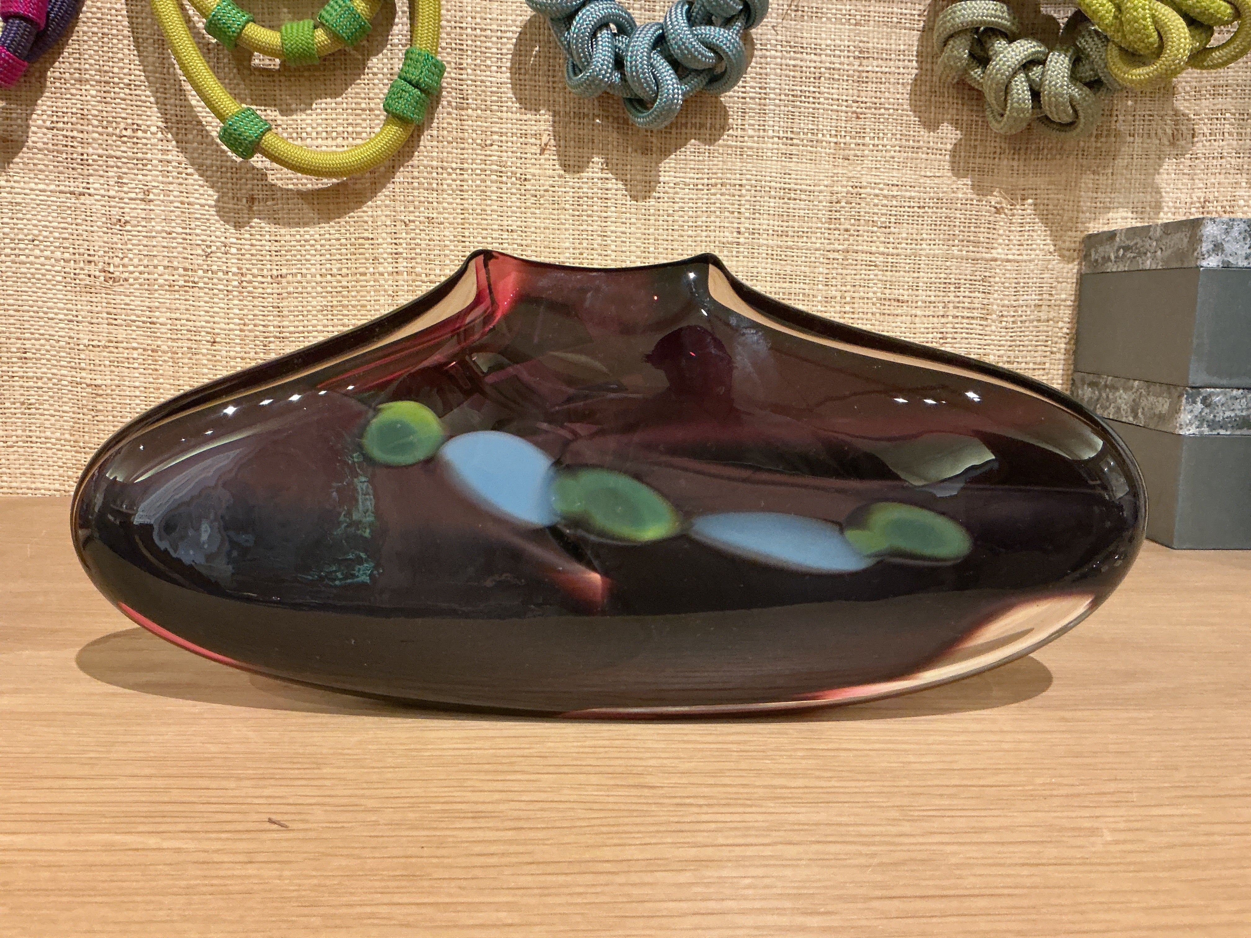 Hokanson Dix Glass Purse Vase Copper Ruby