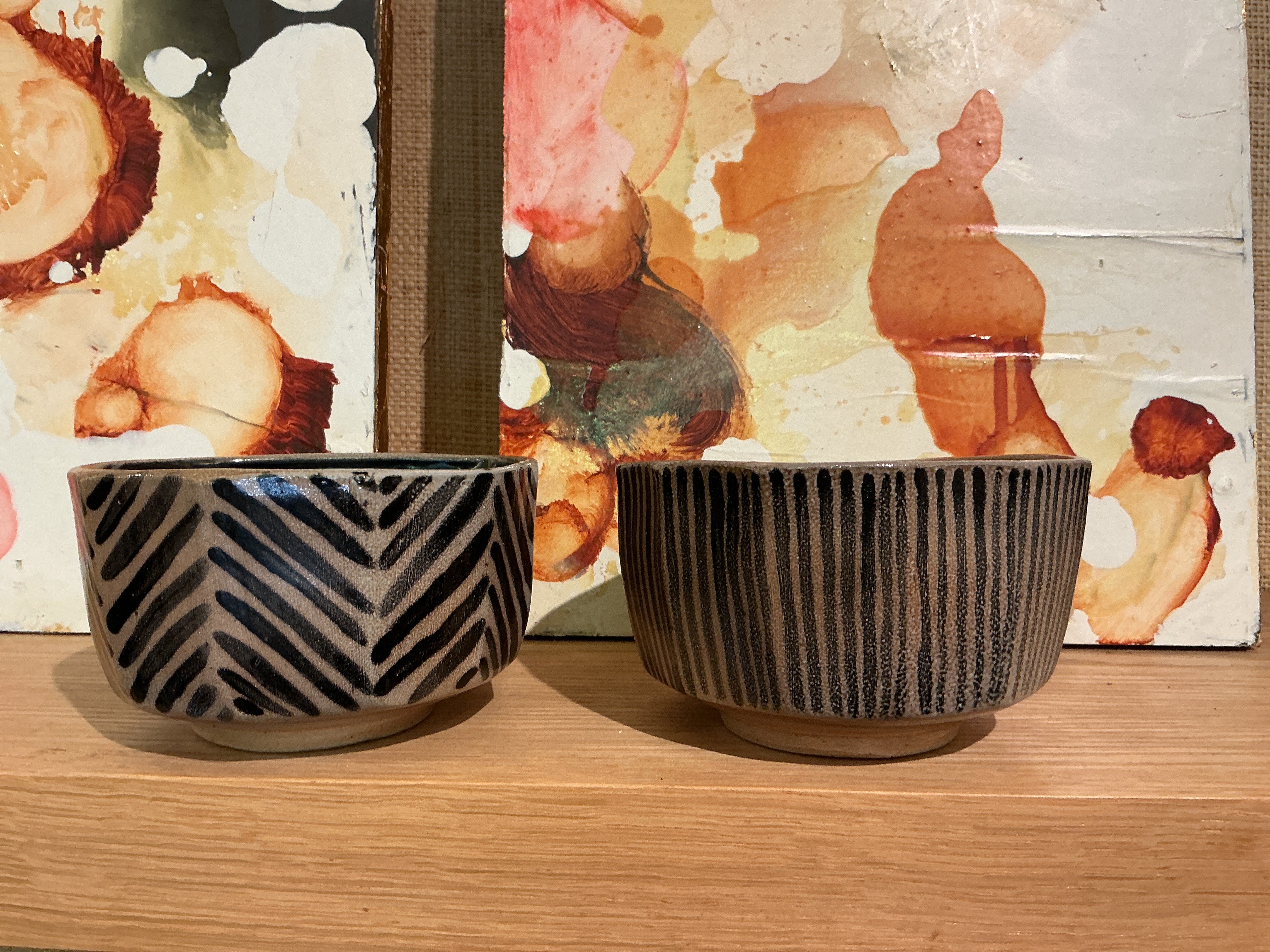 Ann Barzola 2 Faceted Bowls