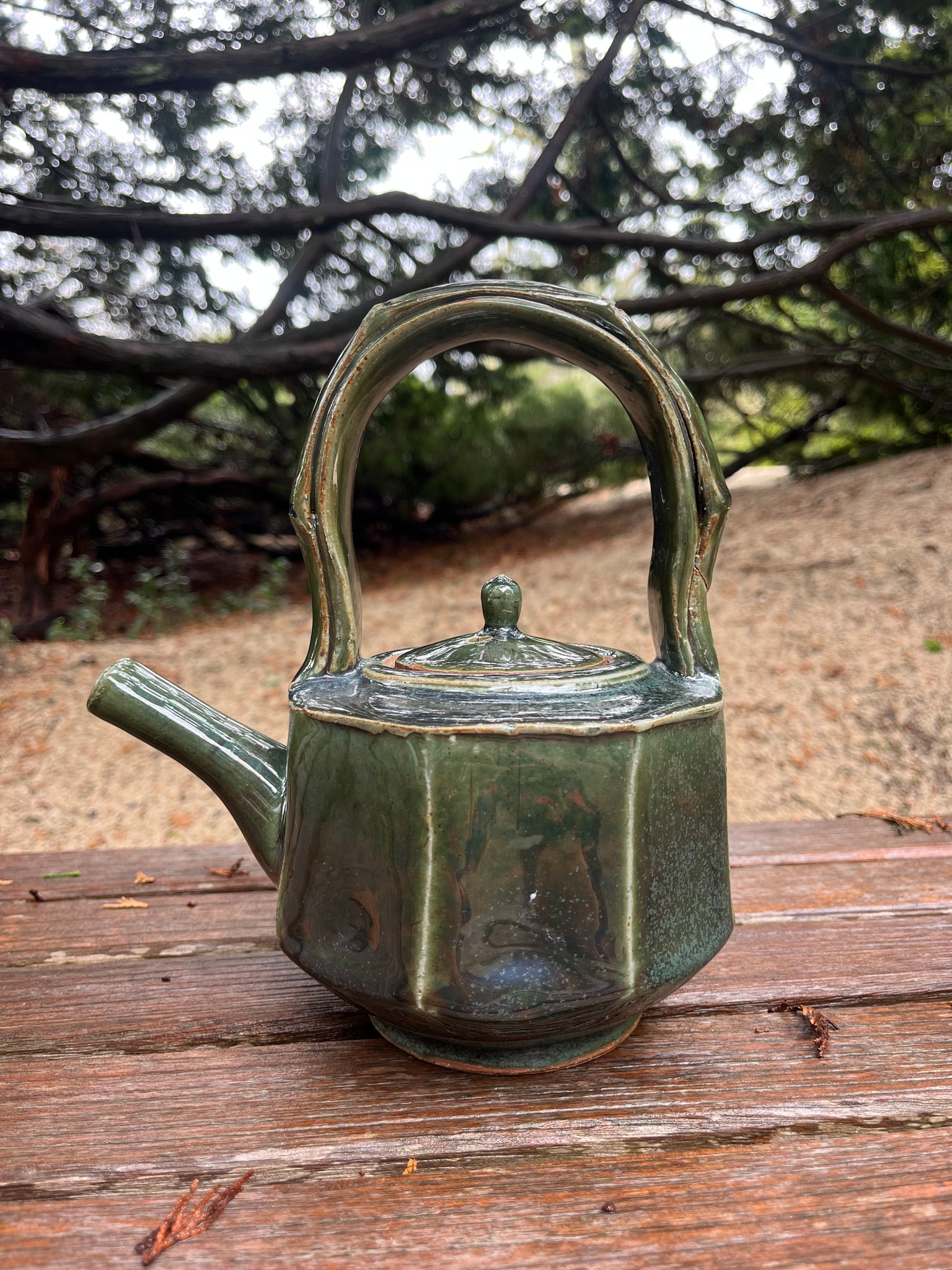 Ann Barzola Green Teapot