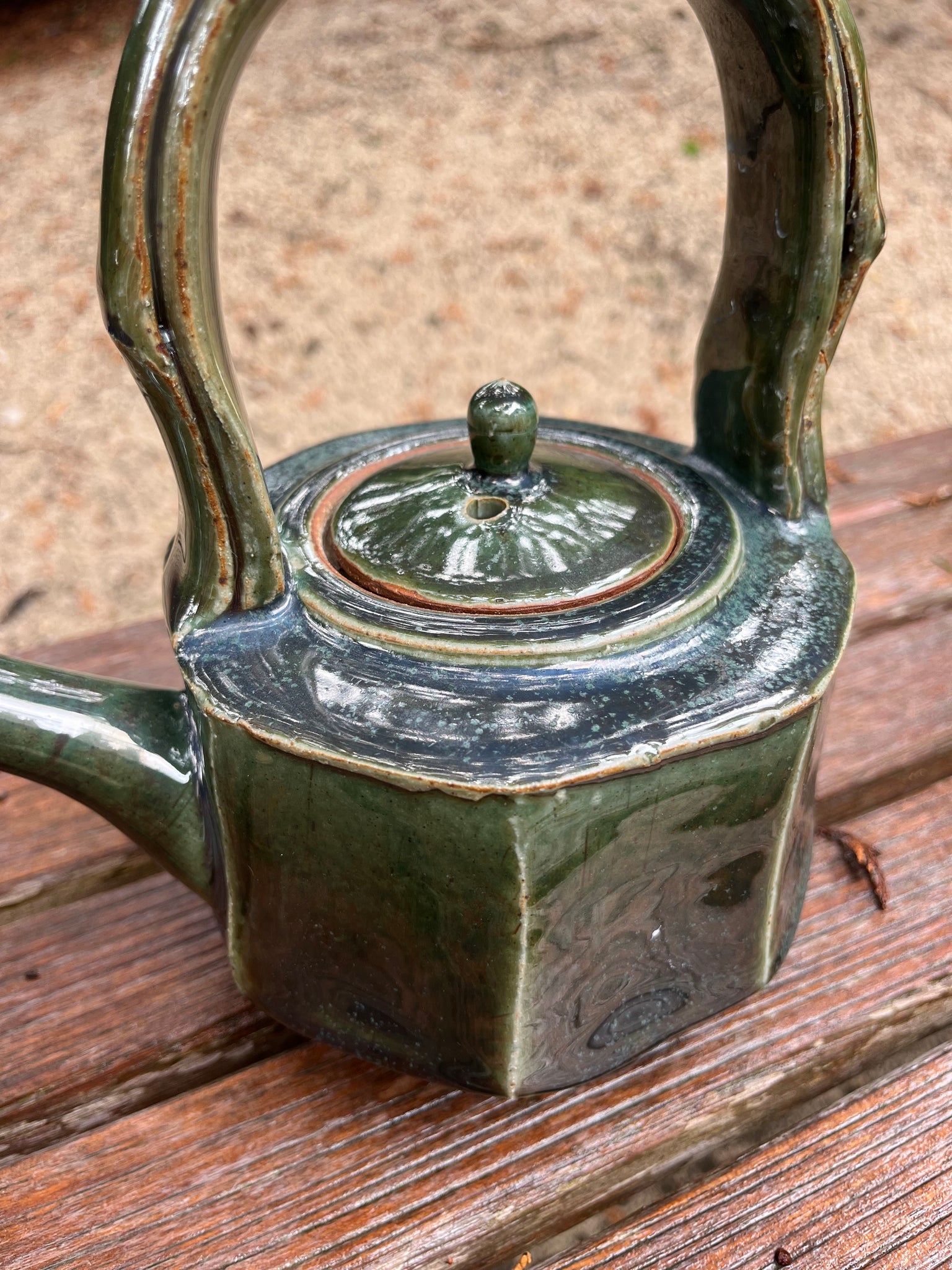 Ann Barzola Green Teapot
