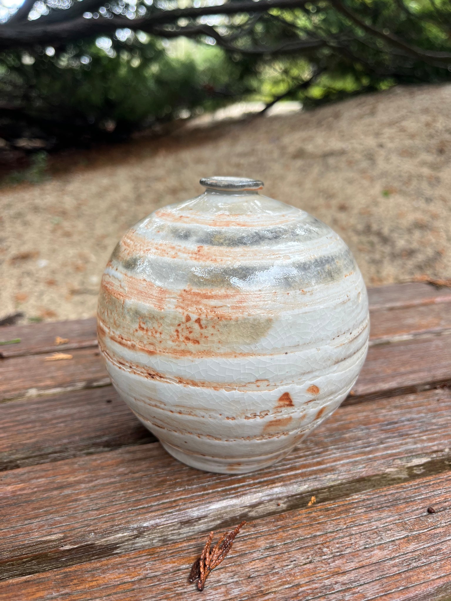 Ann Barzola Porcelain Short Neck Round Vase