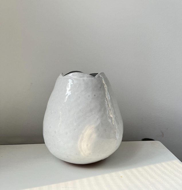 Liadain Smith Round White Vase Small Petals