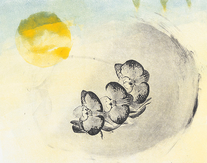 "Orchids" Laurie Dolphin Original Monoprint + Solarplate on Archival Paper