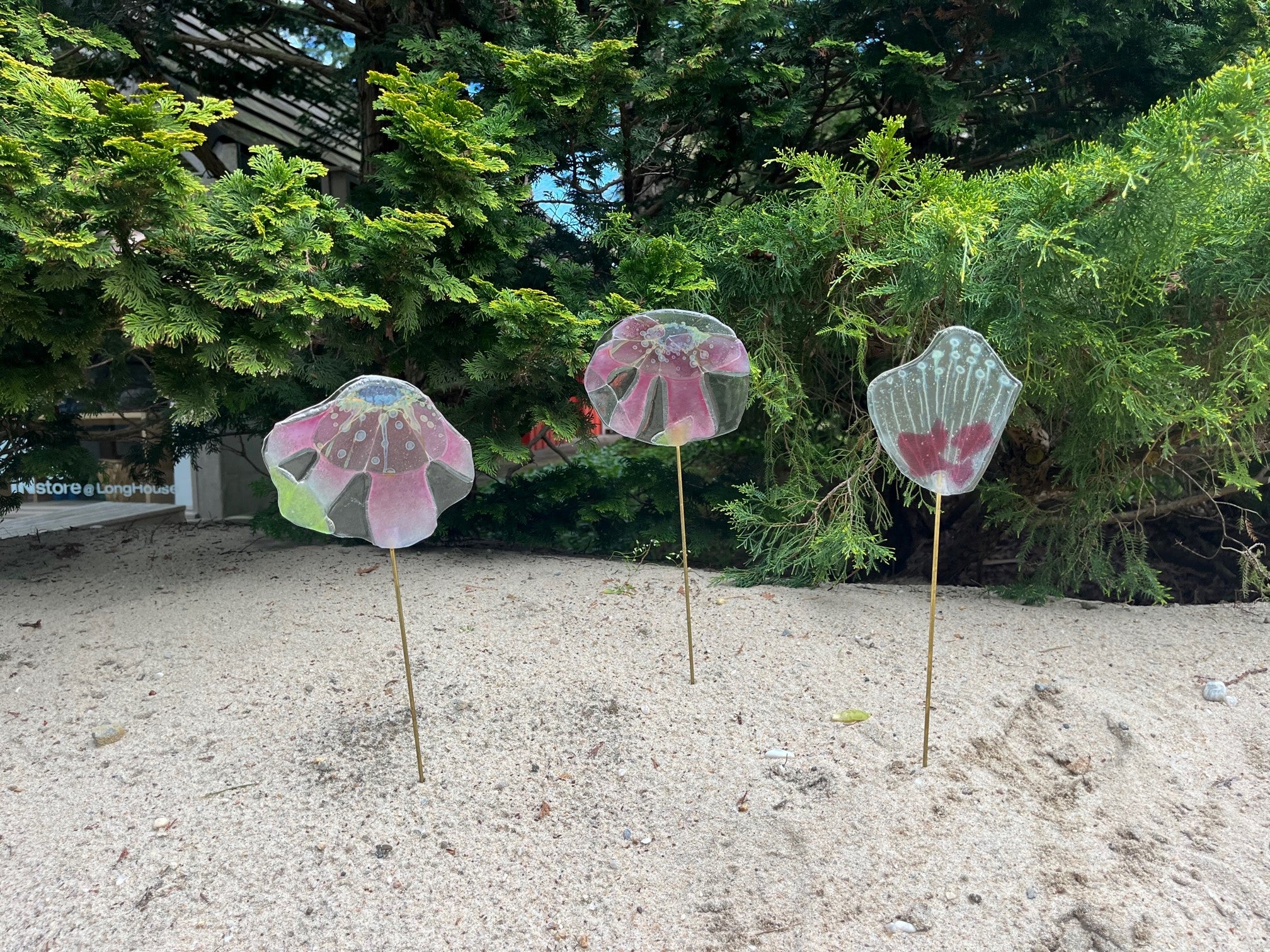 Kenna Mackay Glass Garden Flowers on Brass Stem 2