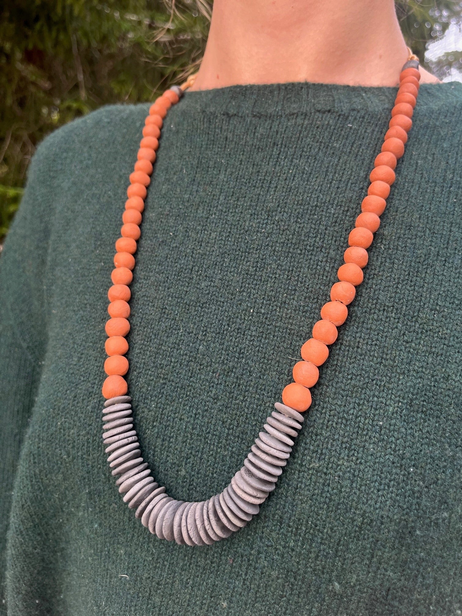 Orange Bead Ceramic Necklace