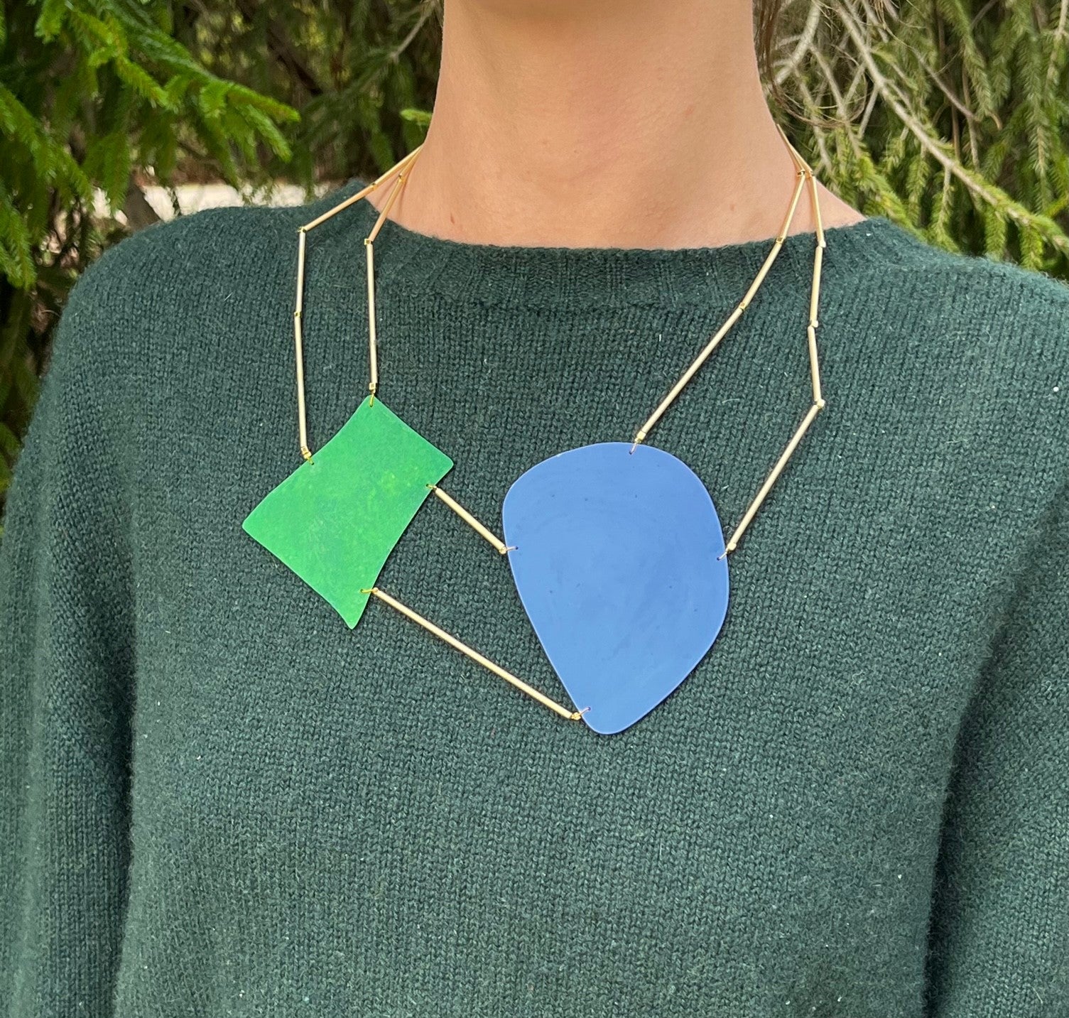 Green Blue Abstract Necklace