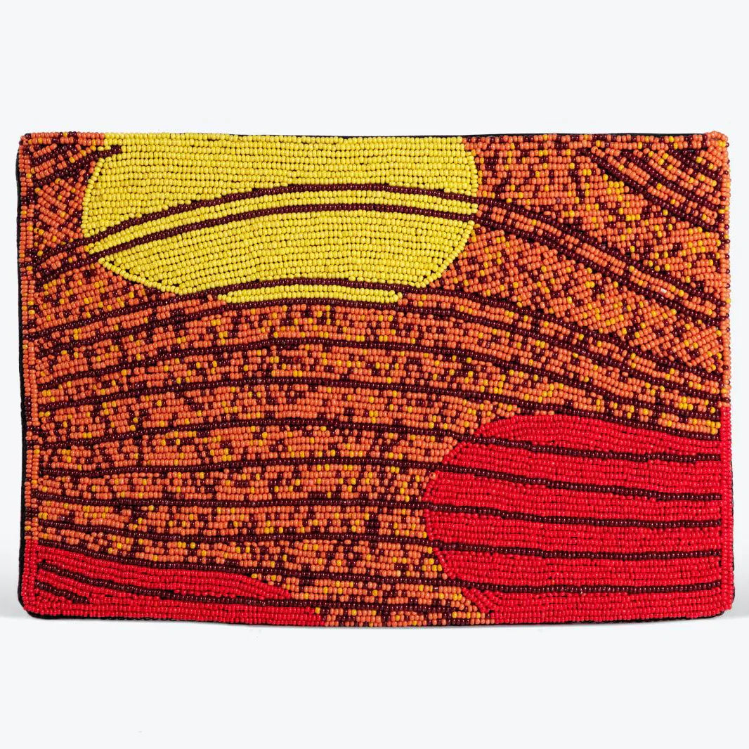 Chihuly Glass Beaded Clutch Scarlet